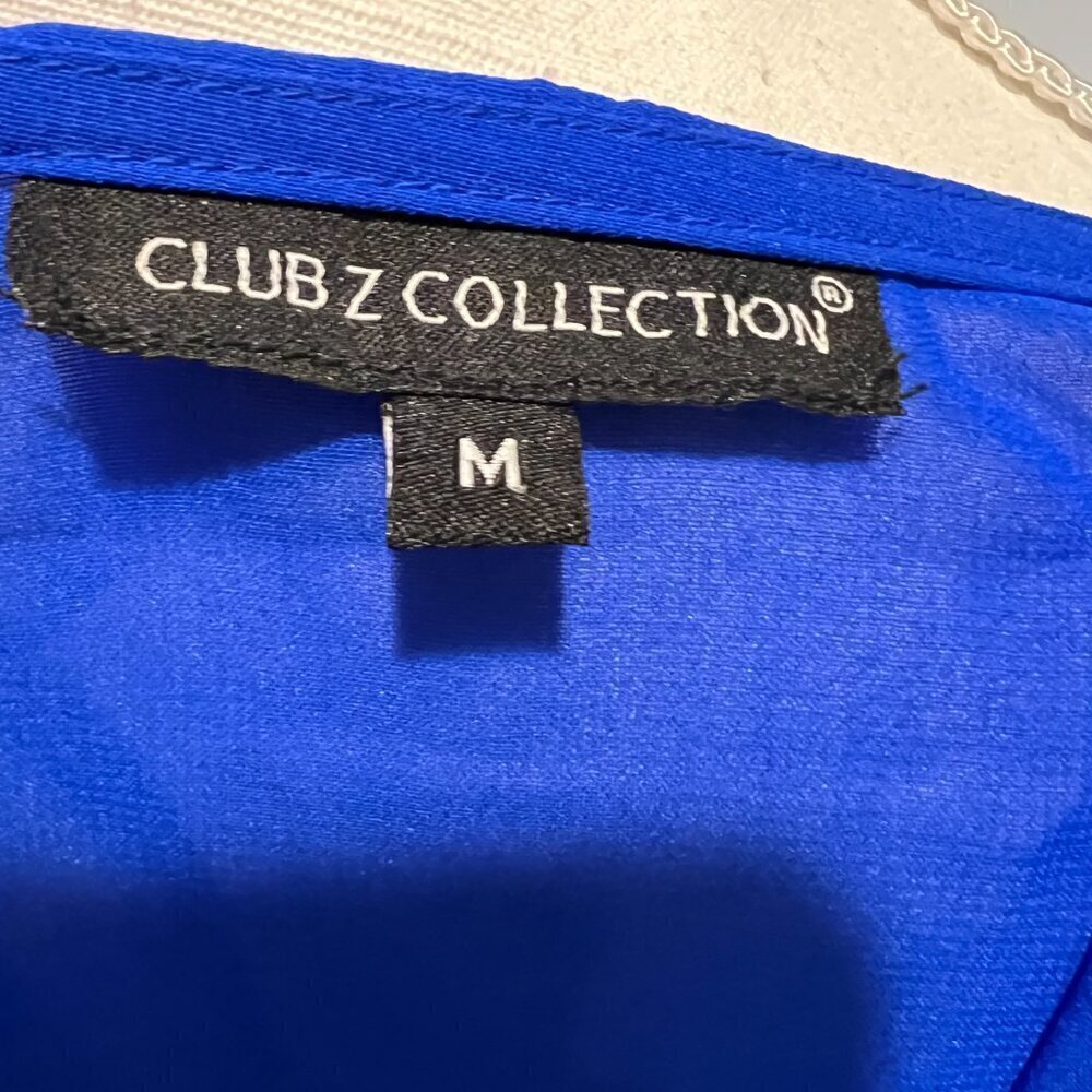 Club Z Collection Royal Blue beaded sheer cover up tunic, Size Medium - Picture 14 of 15